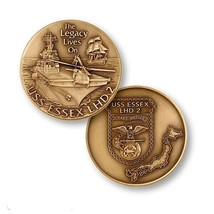 NAVY USS ESSEX  LHD-2 THE LEGACY LIVES ON 1.75&quot; CHALLENGE COIN  - £30.03 GBP