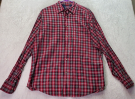 Wrangler Shirt Mens Large Red Plaid 100% Cotton Long Sleeve Collared Button Down - $17.54