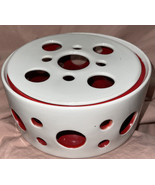 Bavaria Porzellan candle holder tea pot warmer Germany Handarbeit Red/white - $48.01 CAD