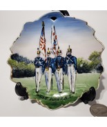 VTG US Military Academy Cadets West Point NY 4.75&quot; Souvenir Plate USA Flag - £23.14 GBP