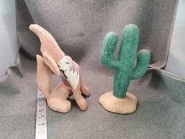 Coyote And Cactus Ceramic Southwest Figurines 10 In. - £22.46 GBP