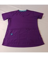 Carhartt Force Scrub Top Women's M Purple V-Neck Nurse Medical C12110 Ch... - $13.16