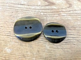 Vintage Set Pair 2 Root Beer Celluloid Brown Round Circle Plastic Buttons - £16.01 GBP