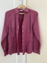 NY &amp; Company Shirt Womens Sz L Stretch Red and Silver  - £10.12 GBP