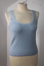 NWT Abercrombie &amp; Fitch M Blue Basket Weave Knit Tank Top Shell - £19.64 GBP