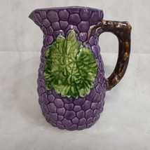Majolica Purple Grape and Green Leaf Pitcher Jay Willfred Div of Andrea by Sadek - £23.93 GBP