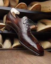 Tailor Made Goodyear Welted Brown Leather Wingtip Brogue Oxford Lace Up ... - £125.85 GBP+