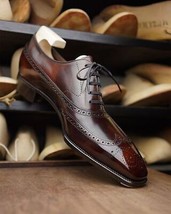 Tailor Made Goodyear Welted Brown Leather Wingtip Brogue Oxford Lace Up ... - $216.97 CAD+