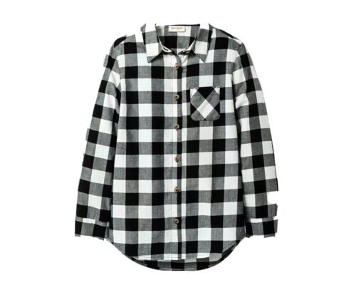 Primary image for Girls' Woven Button Up Shirt - Cat & Jack - Black White Plaid - XXL 18 Plus,