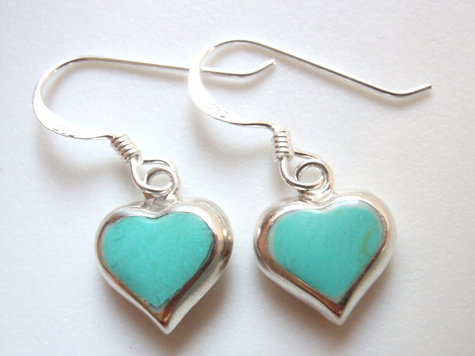 Reversible Mother of Pearl and Simulated Turquoise 925 Sterling Silver Earrings