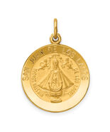14k Polished and Satin Solid San Juan De Los Lagos Medal Round Pendant X... - $1,217.49 CAD
