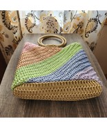 Art Class Weaved Paper Tote Small/Med Size Circle Handles Multicolor Han... - $14.00