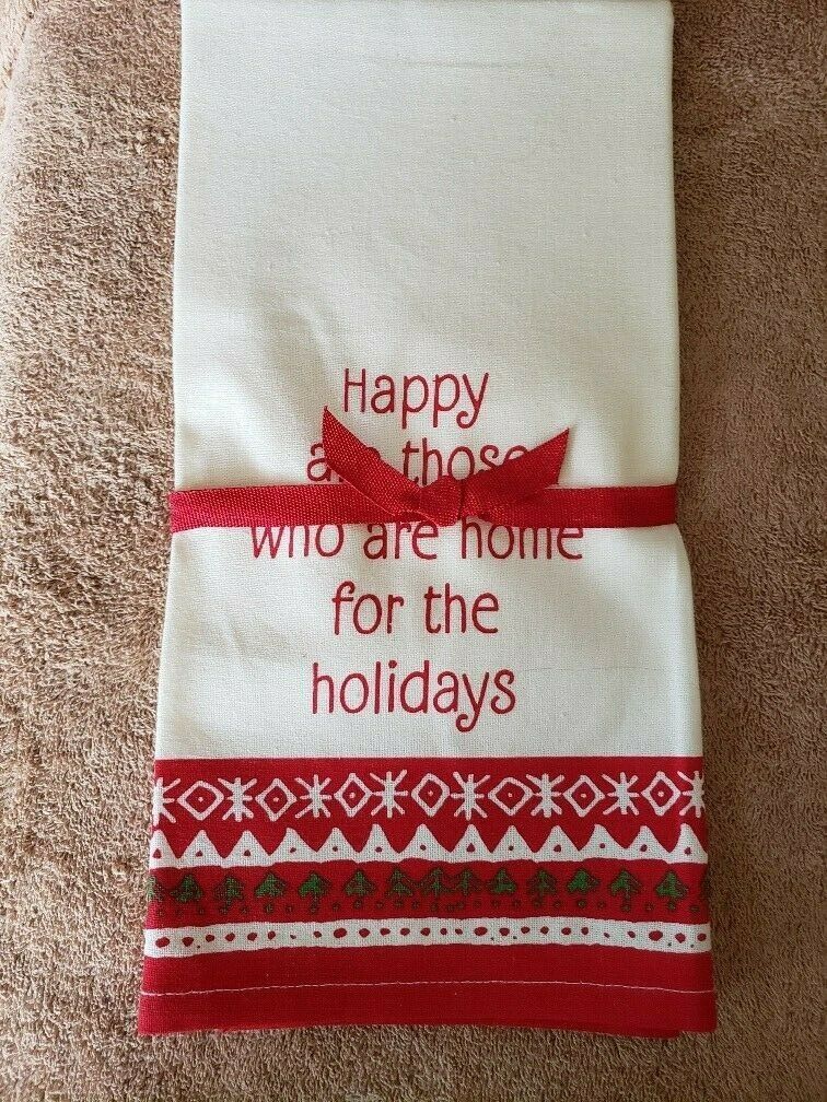 NEW Hallmark Christmas Tea Towel Happy Are Those Who Are Home For The Holidays - $9.89