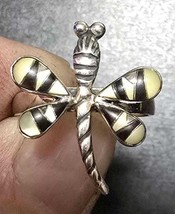 SALE!!! Black Onyx And Mother Of Pearl 18 Stone Dragonfly Ring sz8 - $79.99