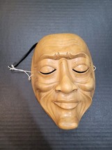 Indonesian Natural Wood Hand Carved Face Mask Ethnic Tribal Boho Wall Decor - $25.60