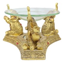 Ebros Feng Shui Golden Thai Buddha Elephants Trumpeting Candle Oil Warmer Statue - £21.57 GBP