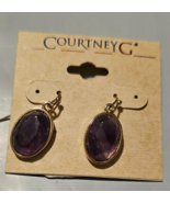 Courtney G. French Wire Dangle Earrings Gold Tone W Purple Muti Faceted ... - $15.47