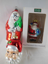 Glass Santa Claus Christmas Ornaments 3-5" Lot of 3 - £6.16 GBP