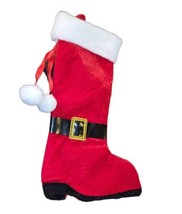 Mr Santa Christmas Stocking Faux Fur Top Boot Belt Pom Pom Red Heels 16&quot; - £7.28 GBP
