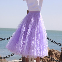 Lilac Purple Tulle Midi Skirt Outfit Women Custom Plus Size Fluffy Tulle Skirt image 6