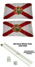 AES Florida 3'x5' Polyester 2 Ply Double Sided Flag with 6' White Flag Pole Kit  - £30.46 GBP
