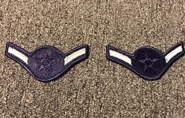 1 Pair 2 Patches 1976-1993 Usaf Air Force Rank Patch Airman E-2 E2 Blue Male - £12.70 GBP