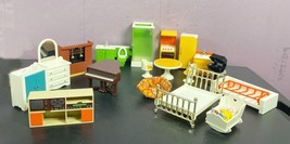 Fisher Price Doll House Furniture Lot FP Kitchen Bedroom Bathroom Vintage 1970s - £27.24 GBP