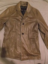 Willsons Leather Pelle Studio Vintage 3 Button Brown Women&#39;s Jacket Coat M - £24.51 GBP