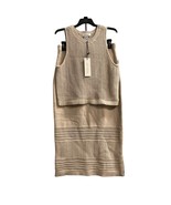 Rachel Zoe Skirt Set Women M Tan Crochet Sweater Knit Cropped Tank Boho ... - $913.59 MXN