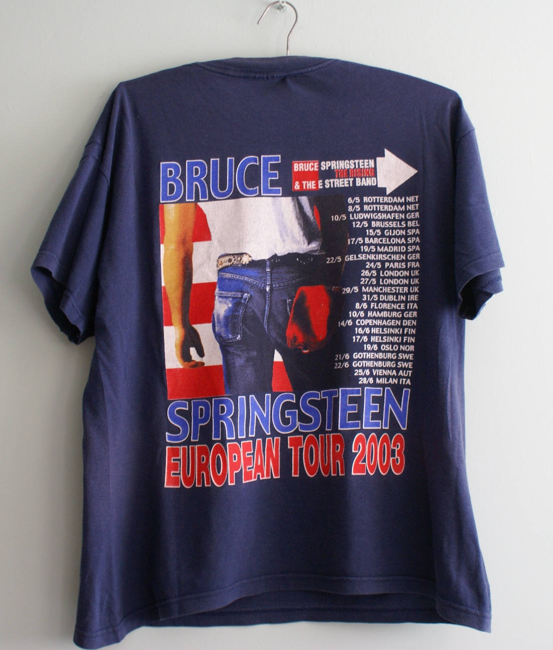 Primary image for Springsteen European Tour T-shirt, Extremely Rare Blue Bruce Springsteen Concert
