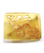 Art Deco Celluloid Applejuice Amber Carved Pierced Brooch 1930&#39;s  - £14.47 GBP
