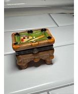 VTG Porcelain Hinged Trinket Box Pool Table Mini Storage Box Billiards - $53.34 CAD