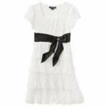Girls Dress Party Easter Holiday White My Michelle Crinkled Short Sleeve $62- 12 - £26.08 GBP