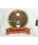 Browning T-Shirt Mens Small Buck White Tee Shirt Short Sleeve Cotton NEW - $9.99