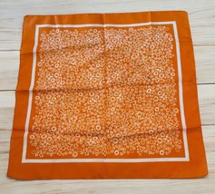 Vintage Floral Scarf Square Orange White Summer Spring Fun Flowers Italy - £17.51 GBP