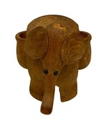 Carved Wooden Handmade Elephant 3&quot; Figure Figurine Toothpick Holder VINTAGE - $5.35 CAD