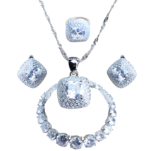 Anyco Jewelry Set 4Pcs White Square Stone Zircon 925 Silver - $64.90+