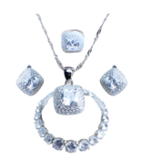 Anyco Jewelry Set 4Pcs White Square Stone Zircon 925 Silver - €55,47 EUR