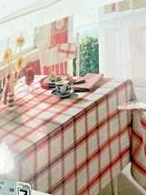 Liz Claiborne Crazy Horse Red Cotton Windowpane Tablecloth 60&quot; x 84&quot; New in Bag - £35.61 GBP
