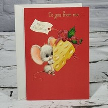 Vintage Hallmark Charmers Christmas Card Cheddar &amp; Co Mouse With Cheese  - $7.91