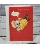 Vintage Hallmark Charmers Christmas Card Cheddar &amp; Co Mouse With Cheese  - £6.22 GBP