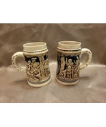 Vintage Japan - Beer Stein Mug - Hand Painted - Set of 2 - 5” tall - $14.46