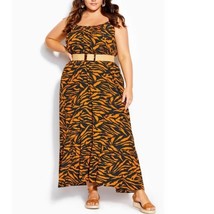 NWT City Chic Serengeti Belted Maxi Dress in Tiger Print Size 16 - £44.66 GBP