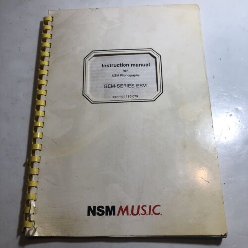 NSM Jukebox ESVI Instruction Manual Gem Series 180 079 - $26.14