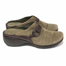 Rockport DMX Women 7 M Leather Suede Slides Mules Shoes Slides Brown Olive Green - £19.46 GBP
