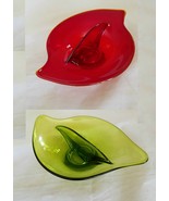 EPIC Viking Free Form Divided Candy Relish Dish #1160 GREEN and RED 2 Pcs - £21.19 GBP