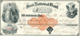 1875 Rushville Illinois Obsolete First National Bank Check - $27.05