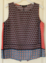 Renee C Womens White Sleeveless Geometric and Floral Designed Blouse Size L - £15.50 GBP