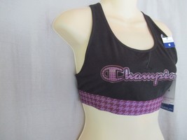 Champion sports bra double dry Medium Moderate black houndstooth racerback New - £10.74 GBP