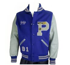 Vtg Varsity Jacket Leather Wool Mens 42 Blue Gray Bomber Athletics Pullm... - €60,98 EUR
